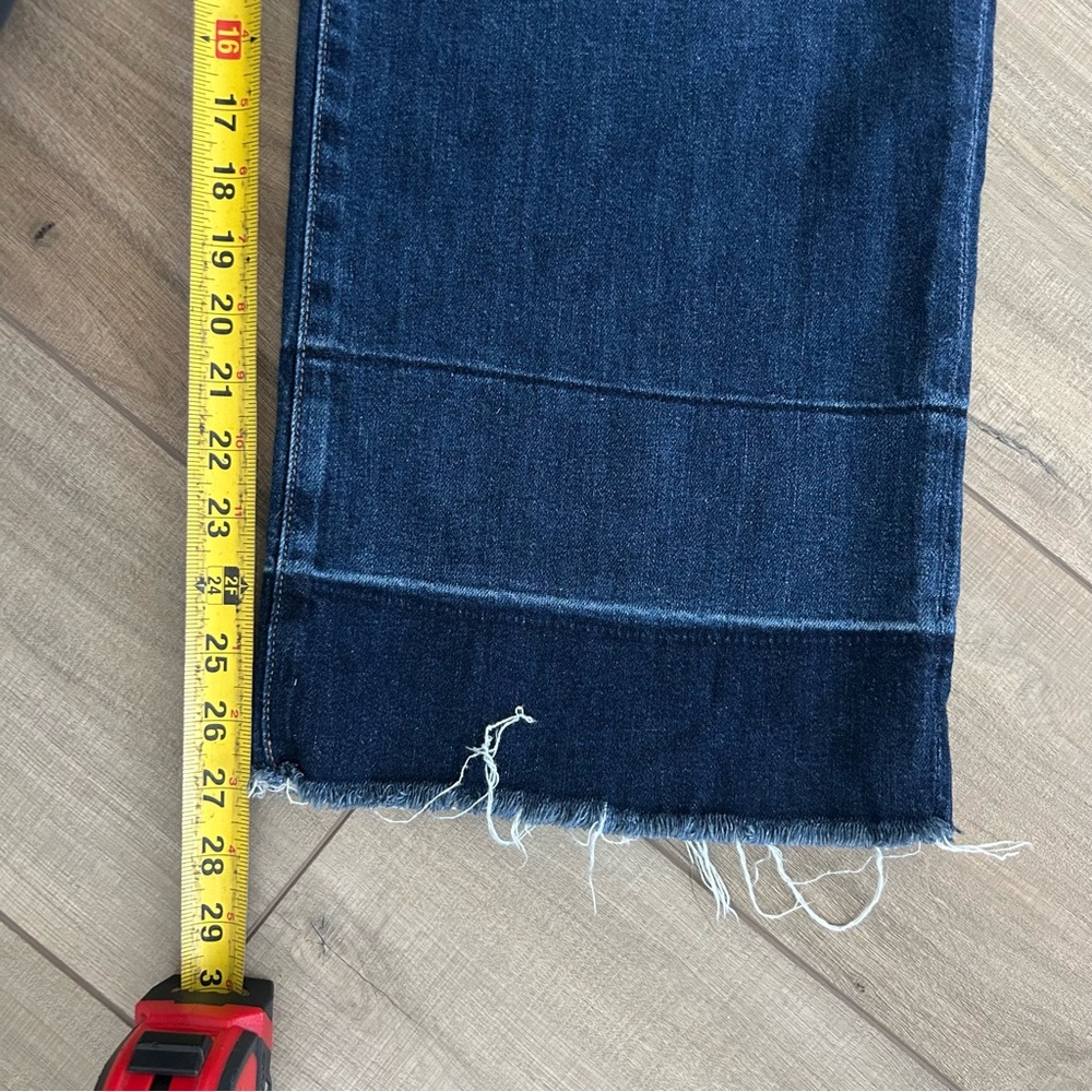 AG Adriano Goldschmied The Etta High Rise Crop Two Tone Raw Hem Wide Leg 32 Blue - Picture 10 of 10
